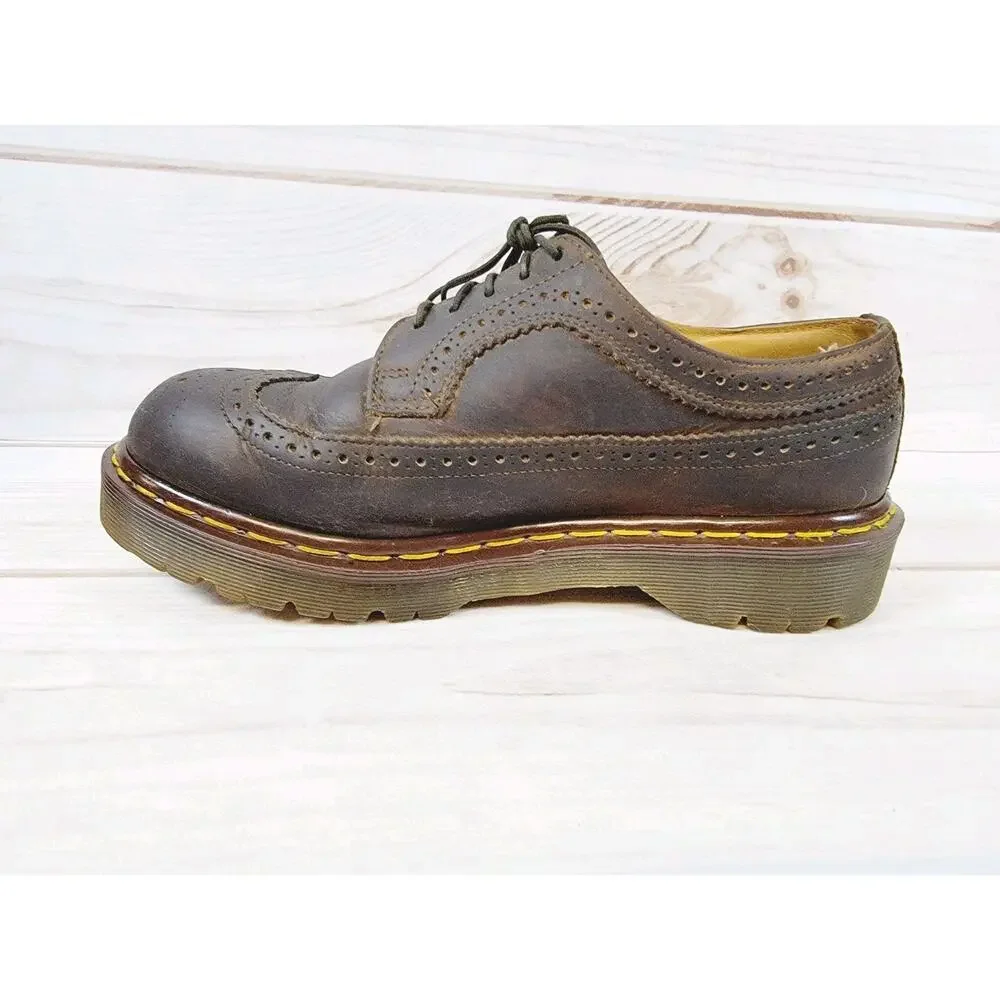 Doc Martens 3989/34 Brown Brogue Wingtip Oxford Shoes Mens Sz 7 Vintage England